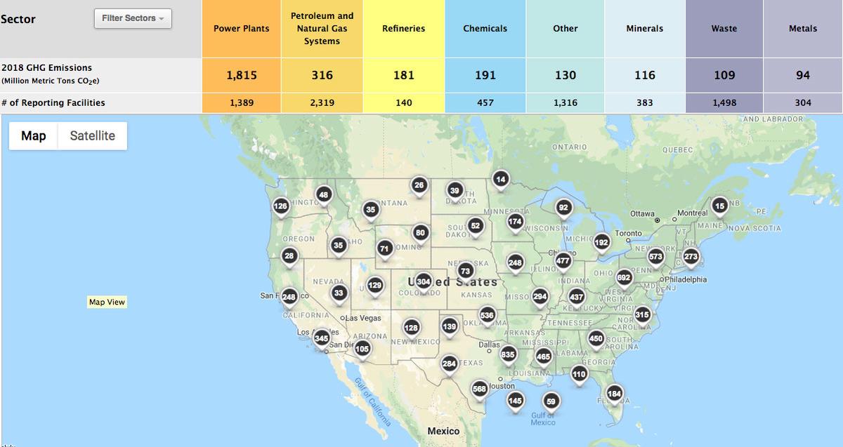 Epa Releases Greenhouse Gas Map